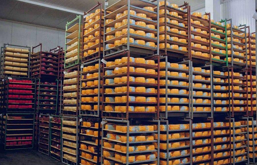 Different types of food-grade storage in a warehouse