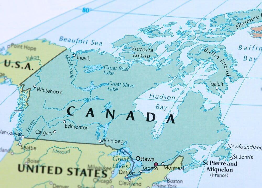Map illustrating cross-border fulfillment routes into Canada