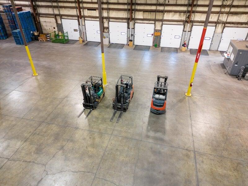 Cross-docking operation moving freight between trucks
